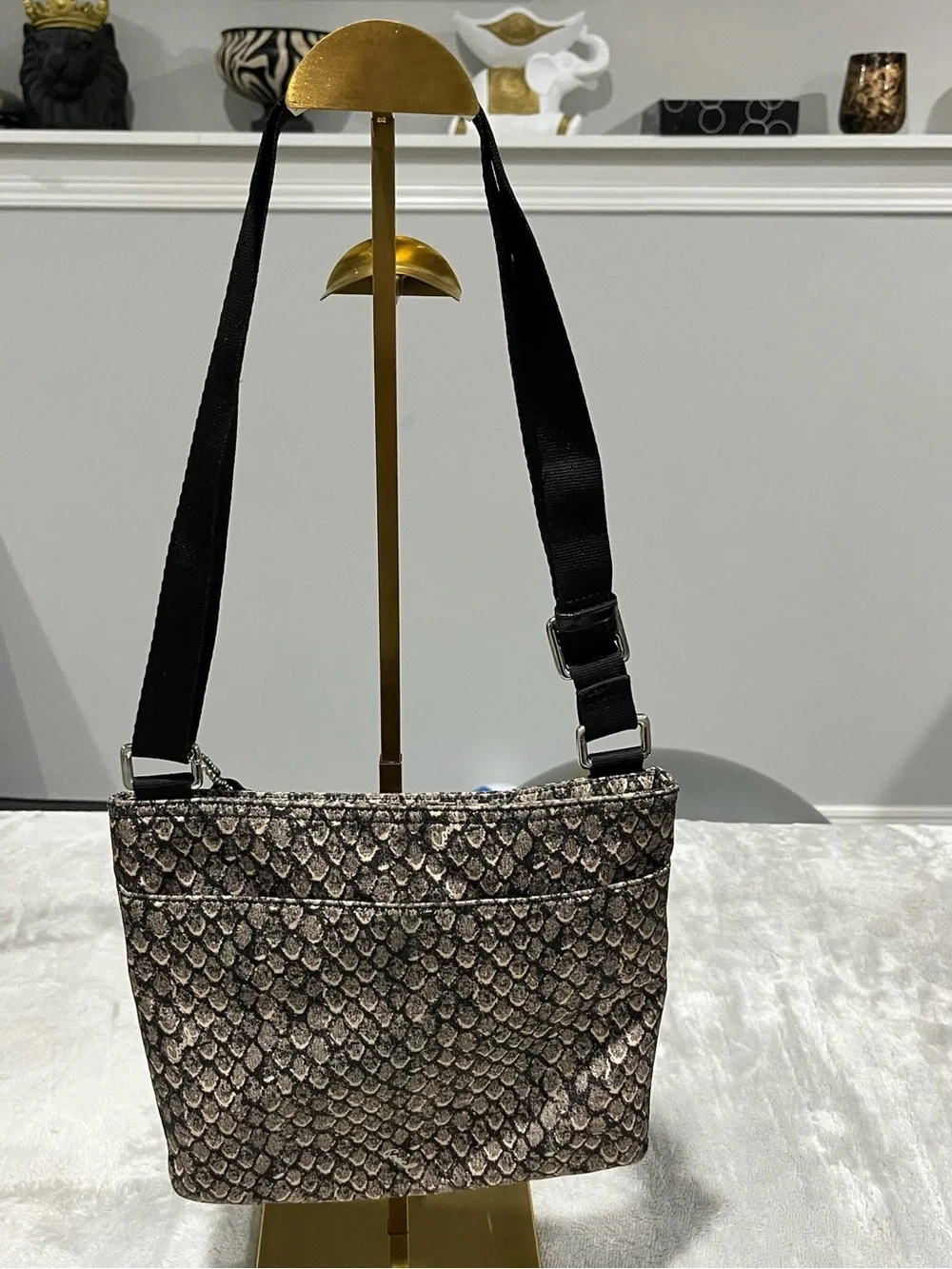 Coach Taylor Getaway Snake Print Nylon Crossbody File Bag EUC